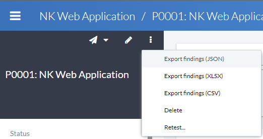 Export button menu showing different export options for phases