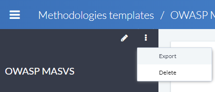 Export button for downloading methodology templates as JSON