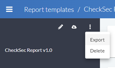 Export button for downloading report templates as JSON