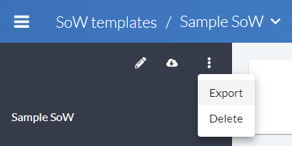 Export button for downloading Statement of Work templates as JSON