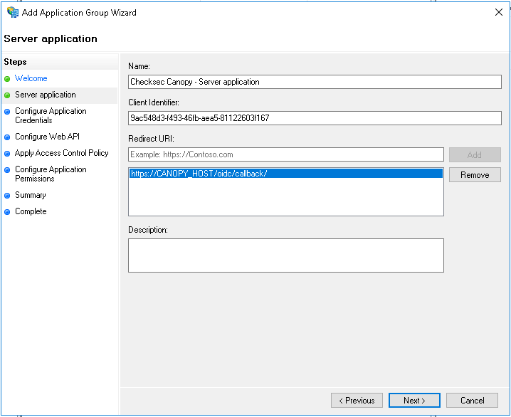 ADFS callback URL configuration and client identifier display