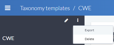 Export button for downloading taxonomy templates as JSON