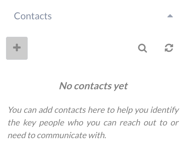Interface for adding contacts to a project