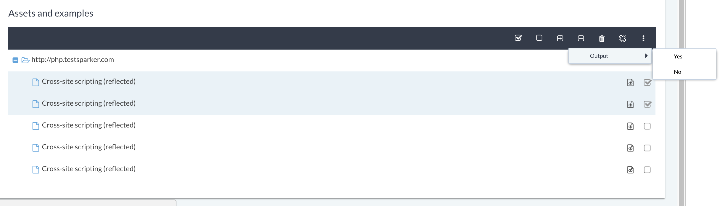 Advanced example configuration interface