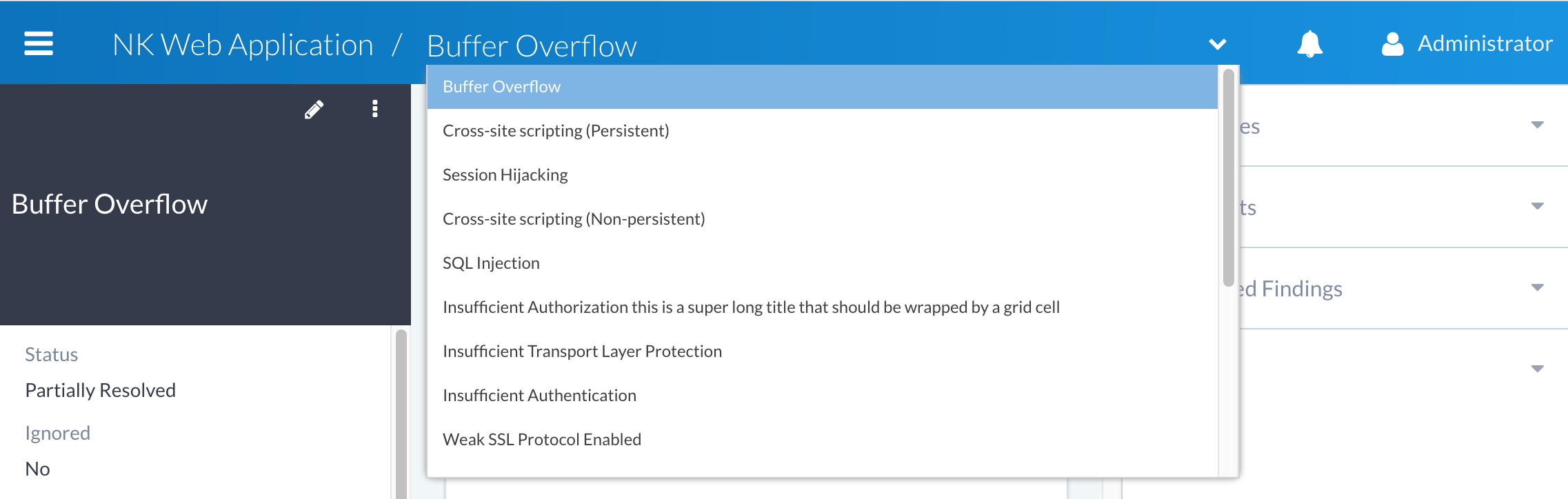 Breadcrumb navigation in finding view