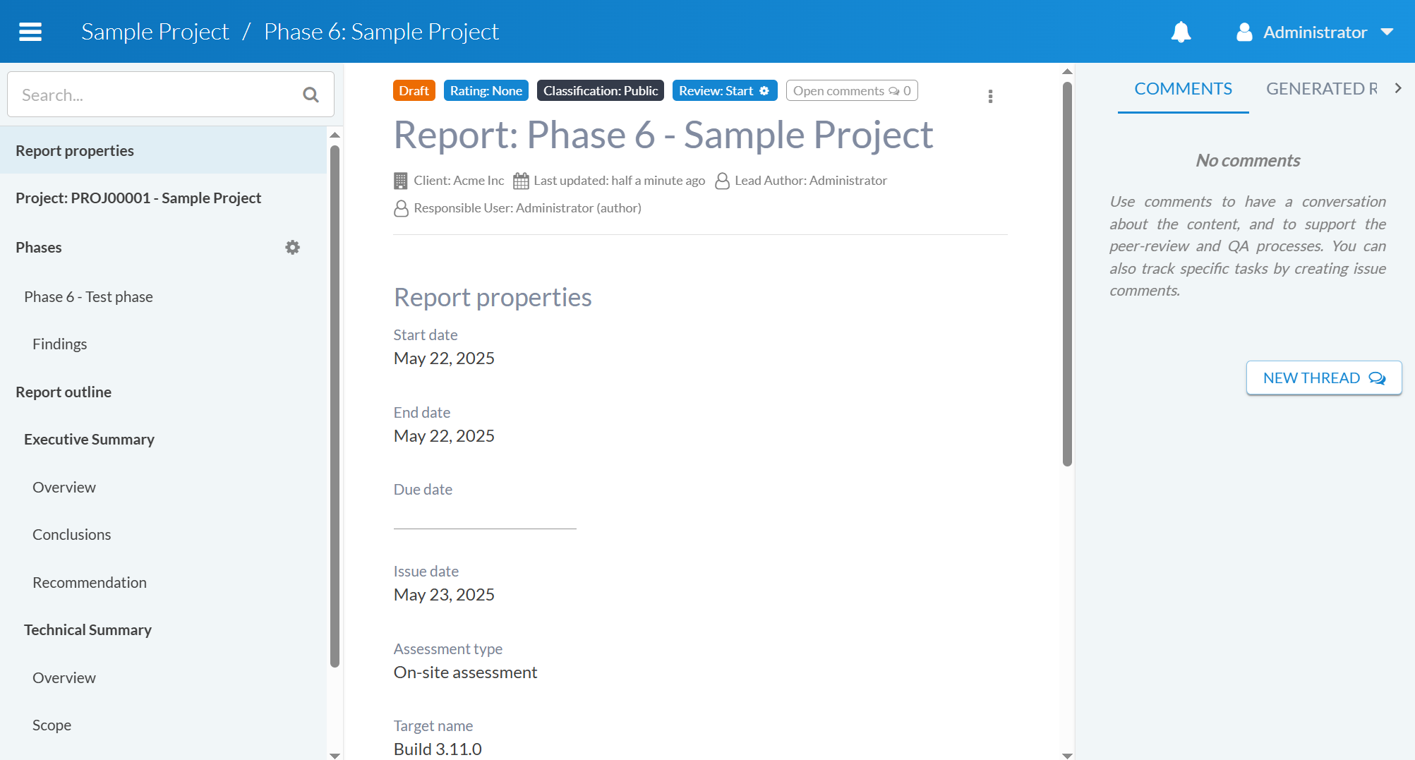 Report content editing screen