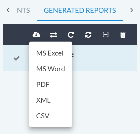 Report export format options