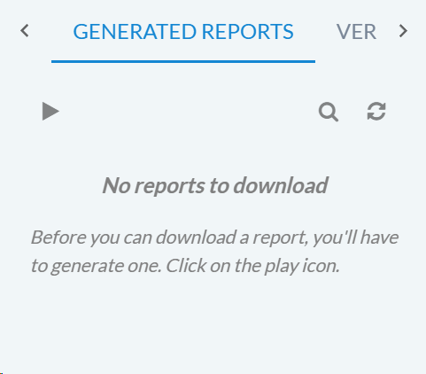 Container with report generation play button