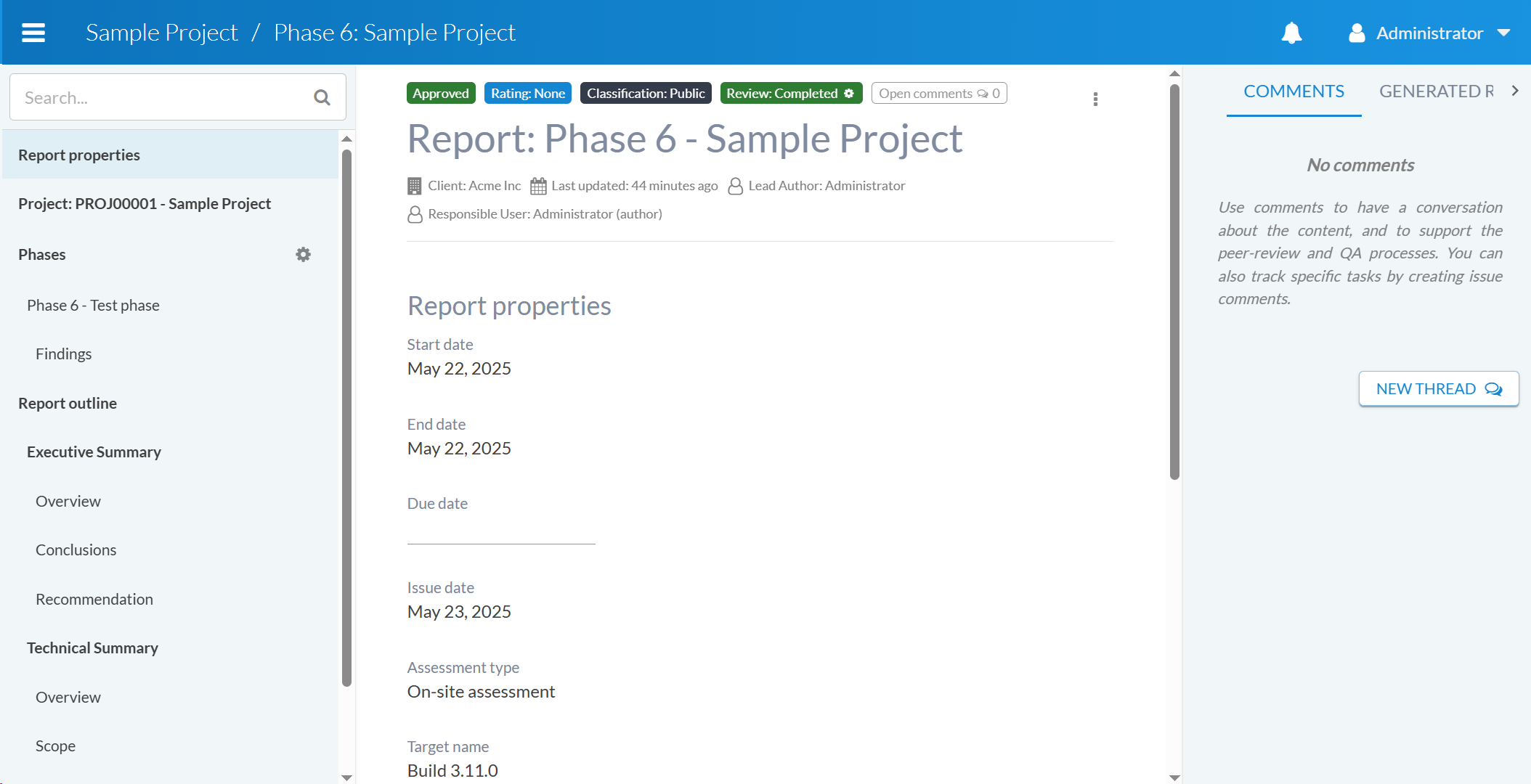 Report QA completion status